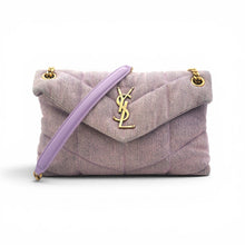Saint Laurent Bag, Lilac Denim Quilted Small Loulou Puffer Monogram Chain Satchel