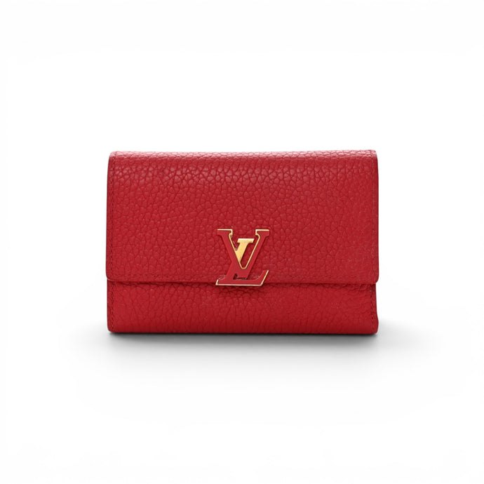 Louis Vuitton Red Taurillon Capucines Compact Wallet