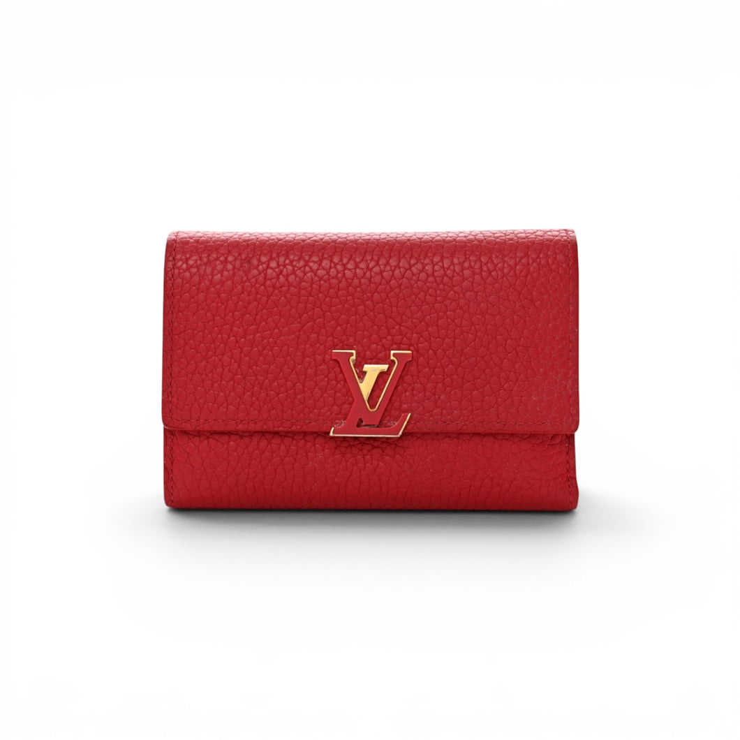 Louis Vuitton Red Taurillon Capucines Compact Wallet