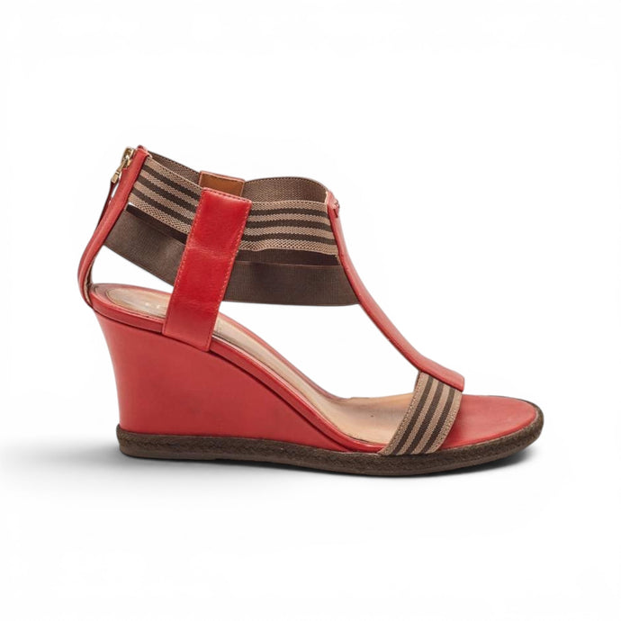Fendi Shoes, Red & Brown Elastic Wedges (size 39)