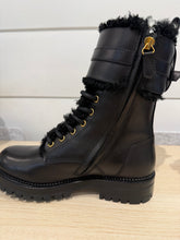 Versace Shoes, Black Leather with Shearling Boots (size 36)
