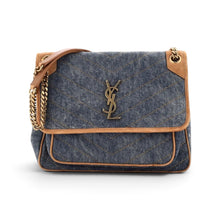 Saint Laurent Bag, Denim Suede Monogram Medium Niki Chain Satchel
