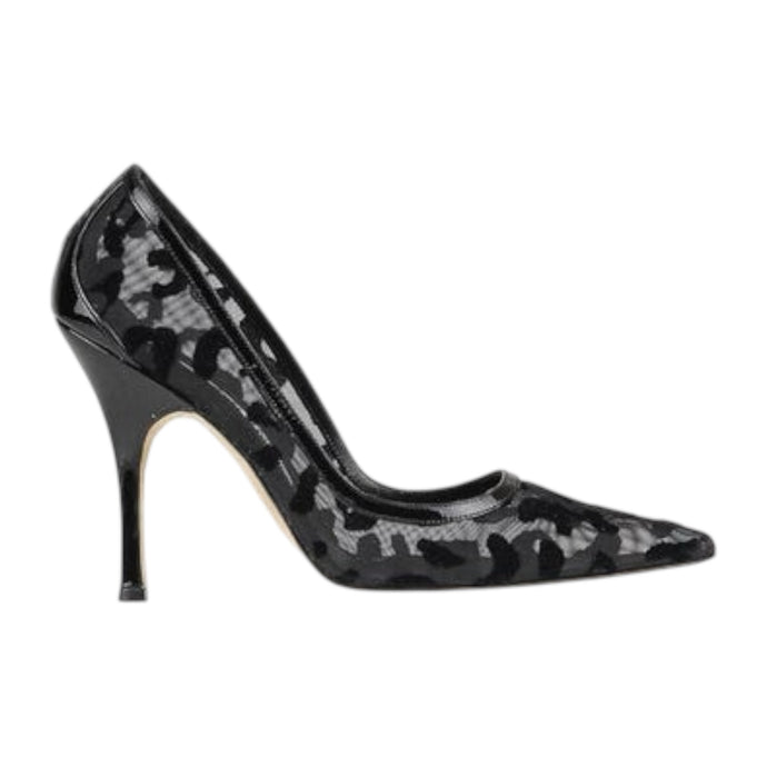 Manolo Blahnik Shoes, Black Leopard Pumps (size 39)