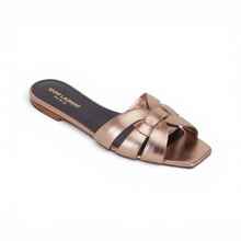 Saint Laurent Shoes, Rose Gold Leather Tribute Slide Sandals (size 37)