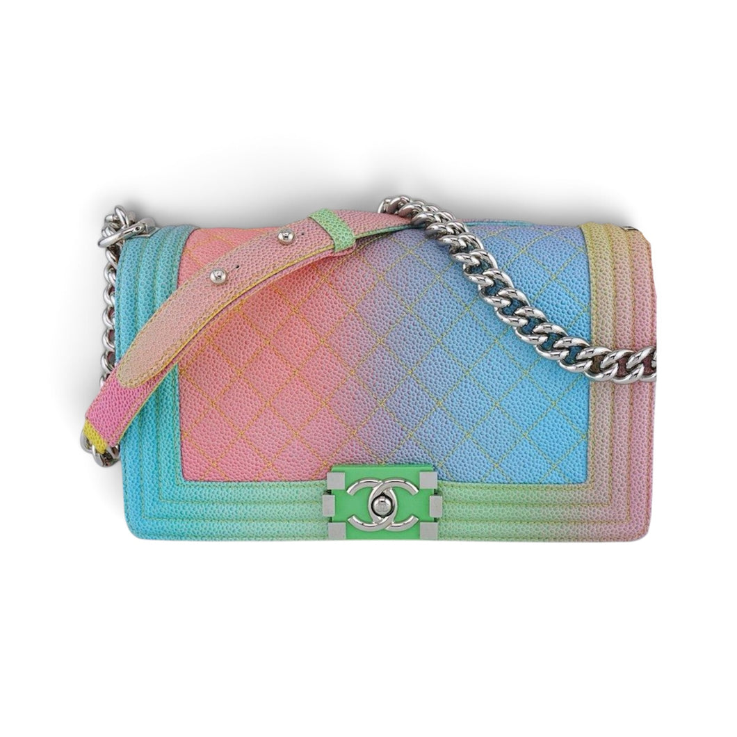 Chanel Bag, 2017 Rainbow Quilted Caviar Medium Boy Bag