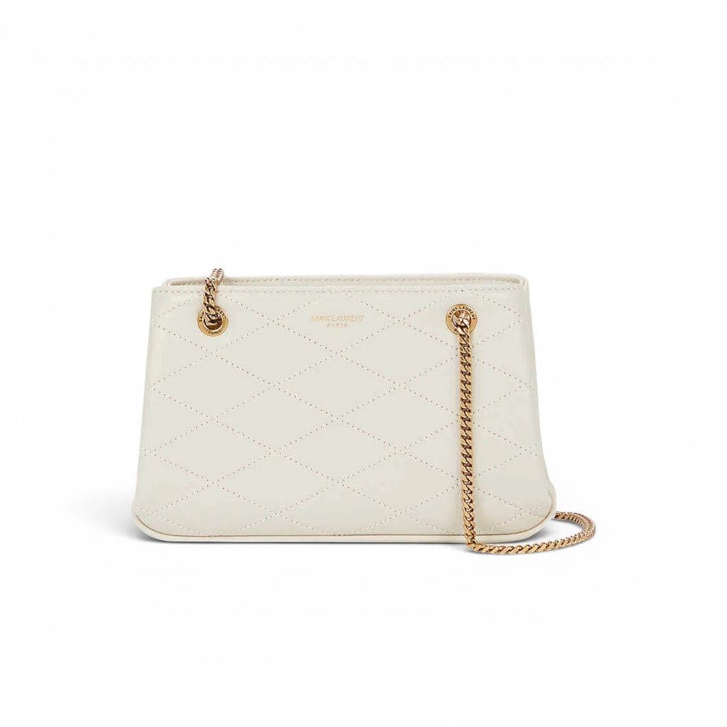 Saint Laurent Bag, Ivory Leather Melody Quilted Shoulder Bag