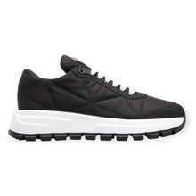 Prada Shoes, Black Allacciate 45mm Triangle Nylon Platform Sneakers (size 36.5)