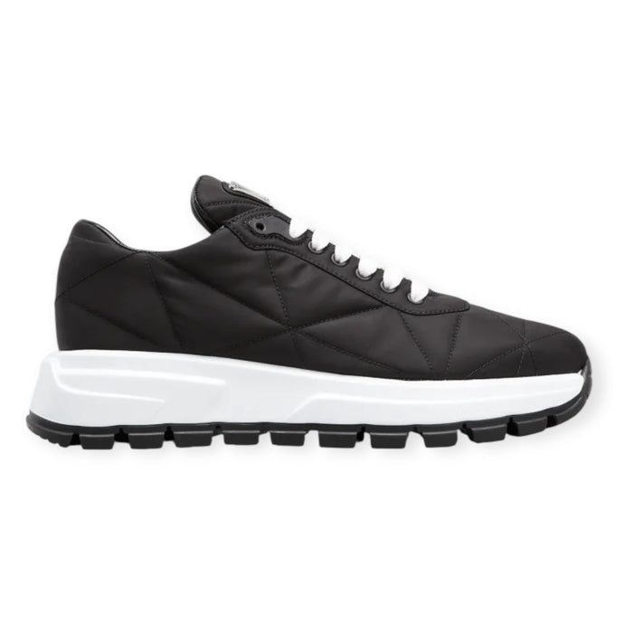 Prada Shoes, Black Allacciate 45mm Triangle Nylon Platform Sneakers (size 36.5)