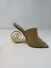 Cult Gaia Shoes, Beige Ira Swirl Heel Mule Sandals (size 35)