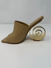 Cult Gaia Shoes, Beige Ira Swirl Heel Mule Sandals (size 35)
