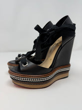 Christian Louboutin Shoes, Black Leather Tribuli Platform Wedge Sandals (size 35)