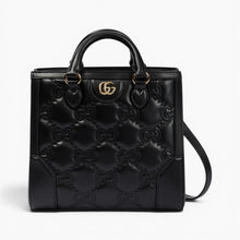 Gucci Bag, Black Leather GG Matelassé Small Top Handle Tote