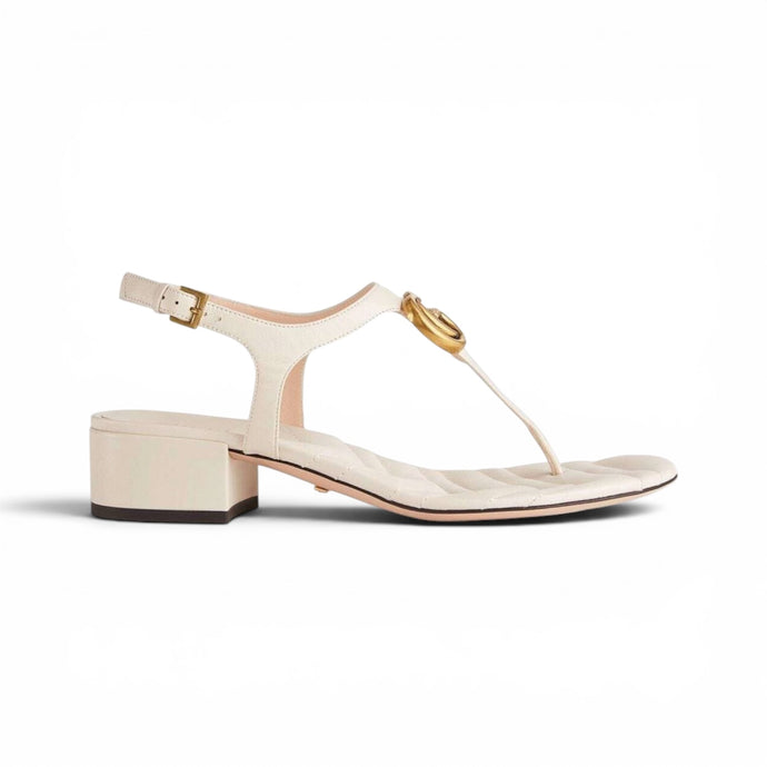 Gucci Shoes, Ivory GG Thong Heel Sandals (size 37.5)