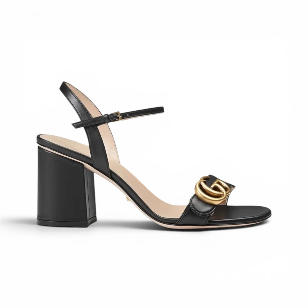 Gucci Shoes, Black GG Thong Heel Sandals (size 36.5)