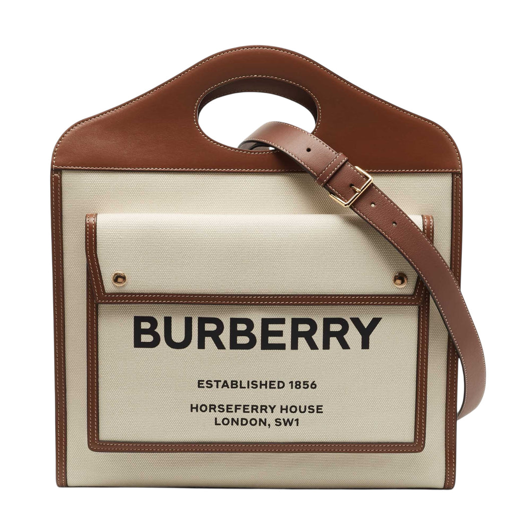 Burberry Bag, Canvas & Leather Pocket Medium Tote