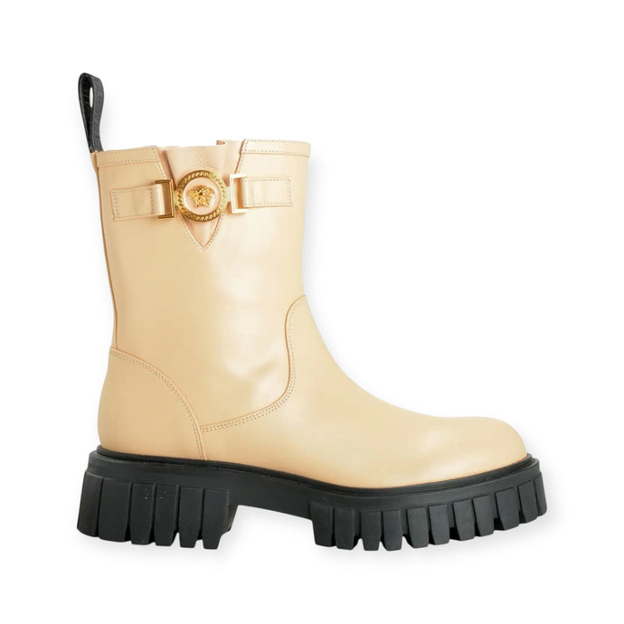 Versace Shoes, Beige Leather Biker Boots (size 36)
