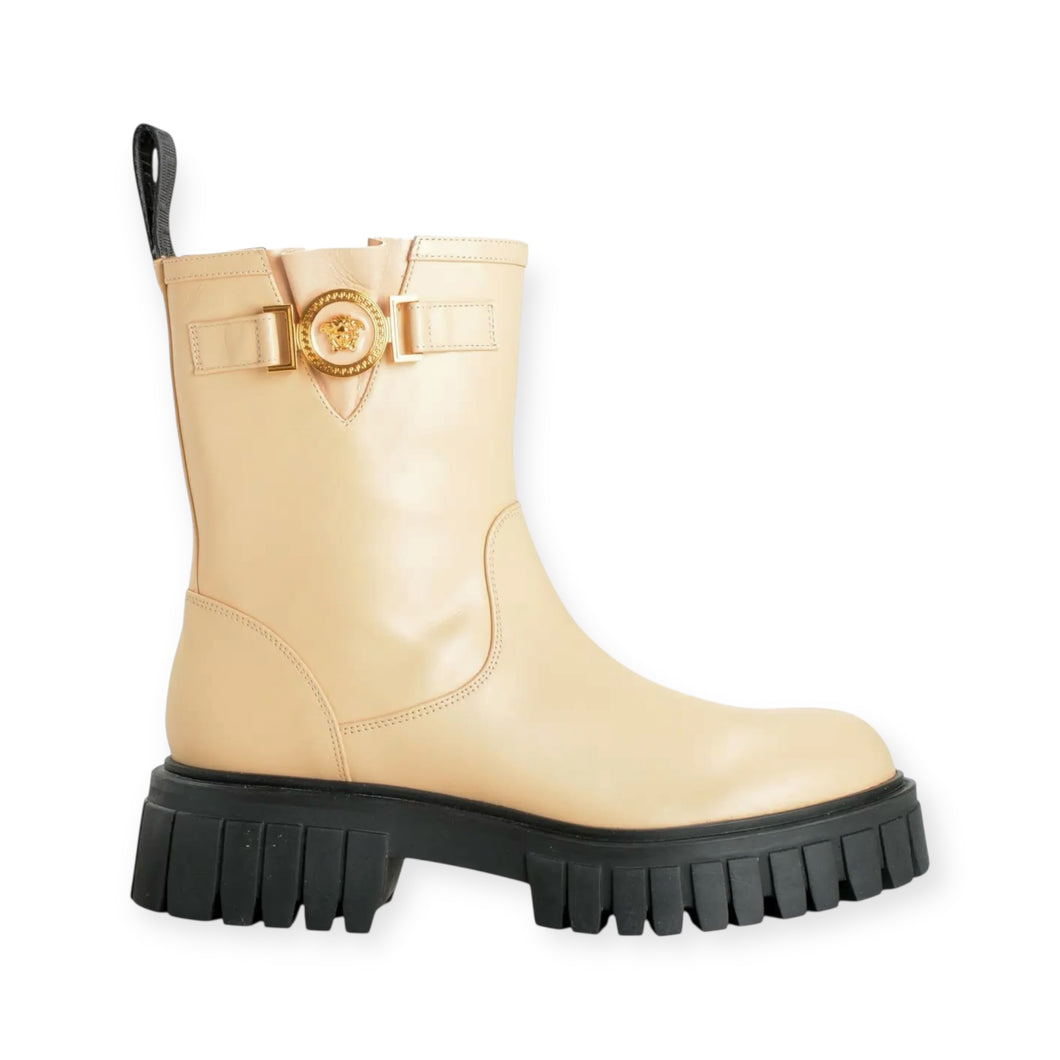 Versace Shoes, Beige Leather Biker Boots (size 36)