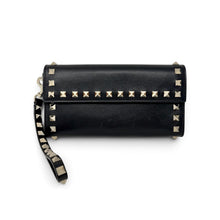 Valentino Black Leather Rockstud Wristlet Wallet