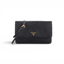 Prada Bag, Black Saffiano Leather Small Wallet on Strap