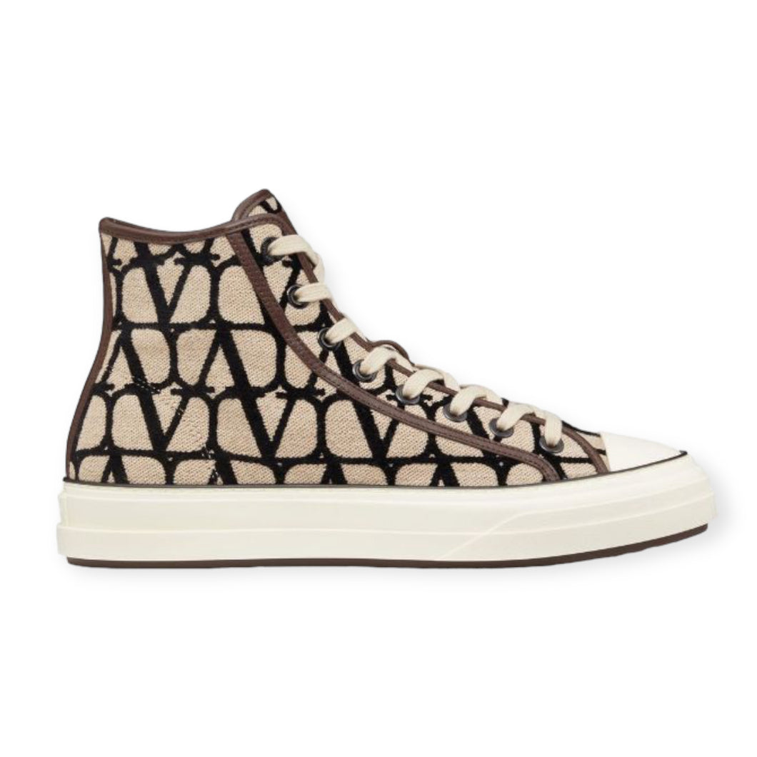 Valentino Shoes, Iconographe Canvas Leather Trim High Top Sneakers (size 37)