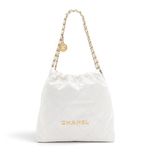 Chanel Bag, 2022 White Shiny Calfskin Small 22 Hobo Bag