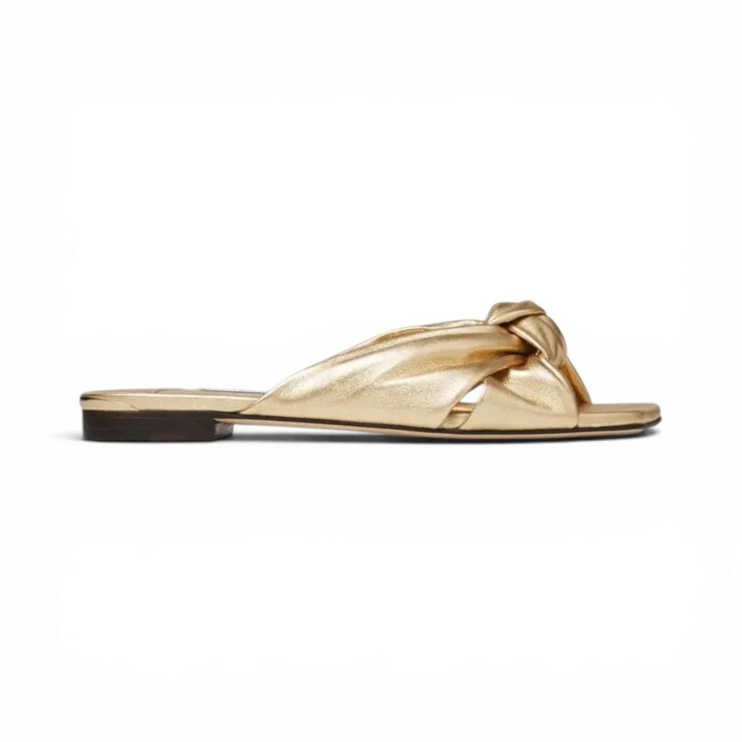 Jimmy Choo Shoes, Gold Leather Knotted Sandals (size 39)