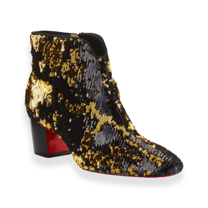 Christian Louboutin Disco Black Gold Ankle Boots