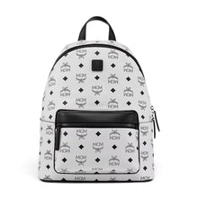 MCM Bag, White Leather Stark Visetos Monogram Small Backpack