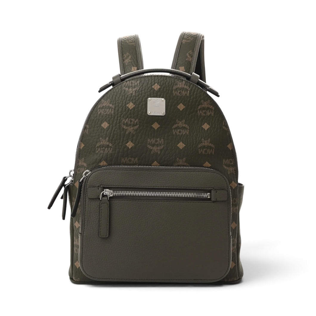 MCM Bag, Olive Green Leather Stark Small Backpack