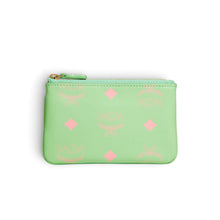 MCM Green Leather Zip Pouch Wallet