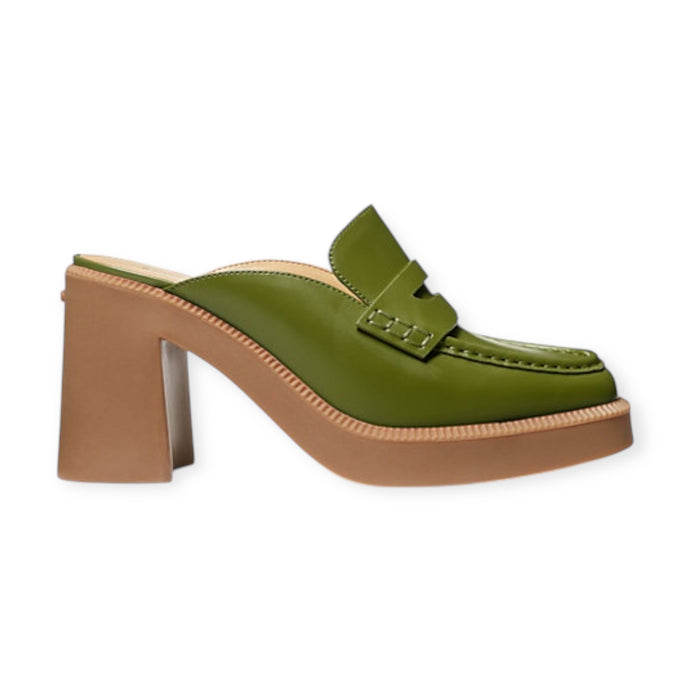 Michael Kors Shoes, Green Eden Leather Platform Mules (size 6)