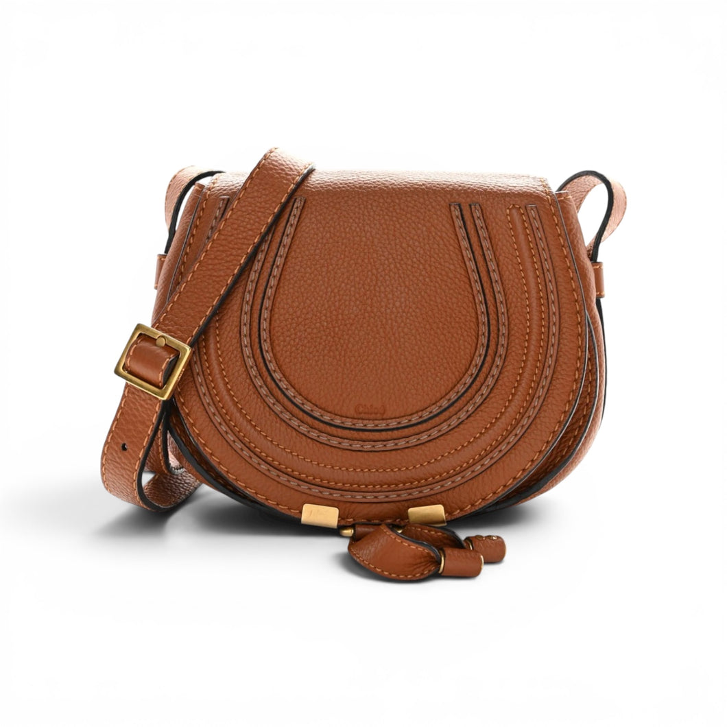 Chloé Bag, Tan Grained Calfskin Small Marcie Crossbody Bag