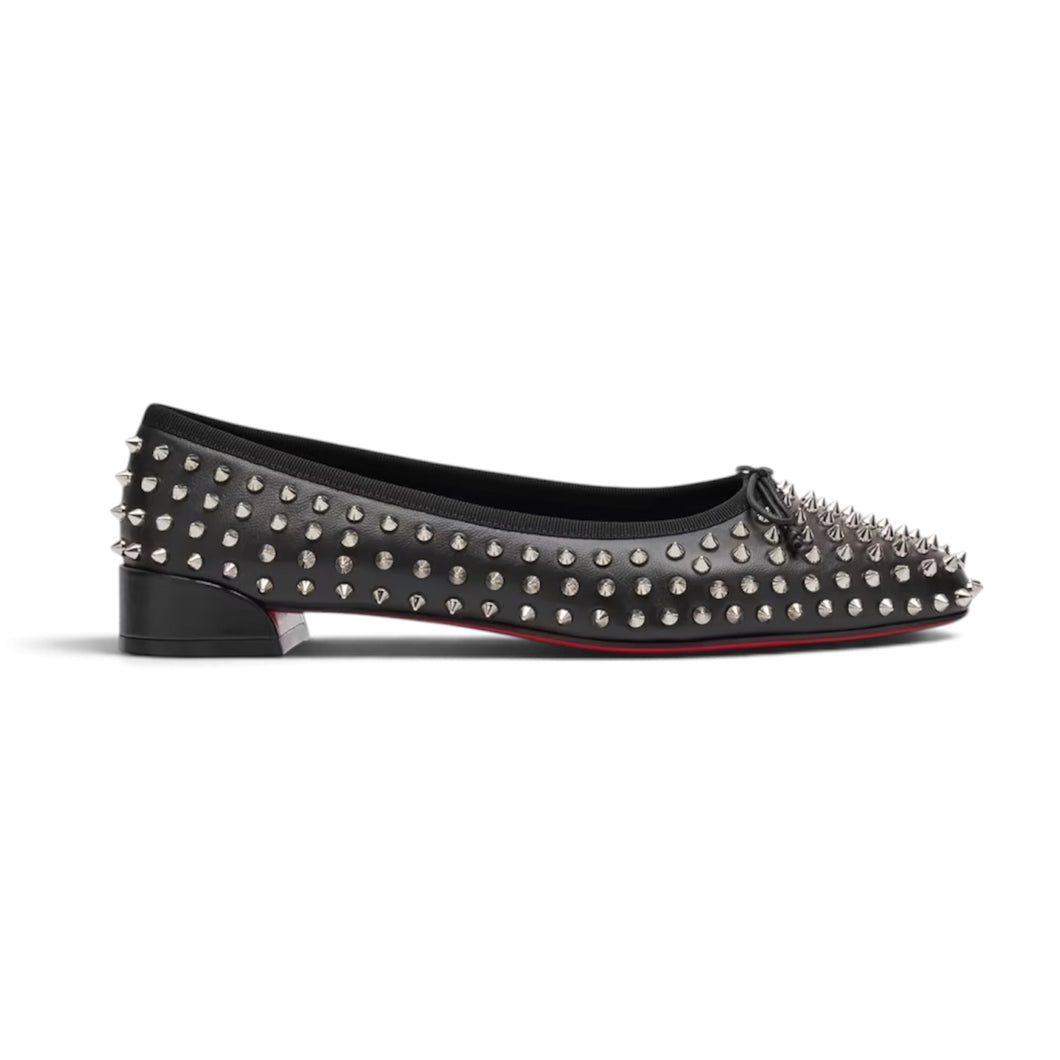 Christian Louboutin Shoes, Black Leather Sweetie Jane Spikes Flats (size 39)