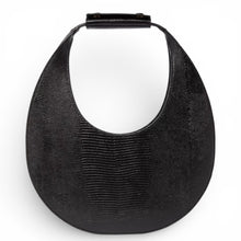 Staud Bag, Black Lizard Embossed Leather Large Moon Bag