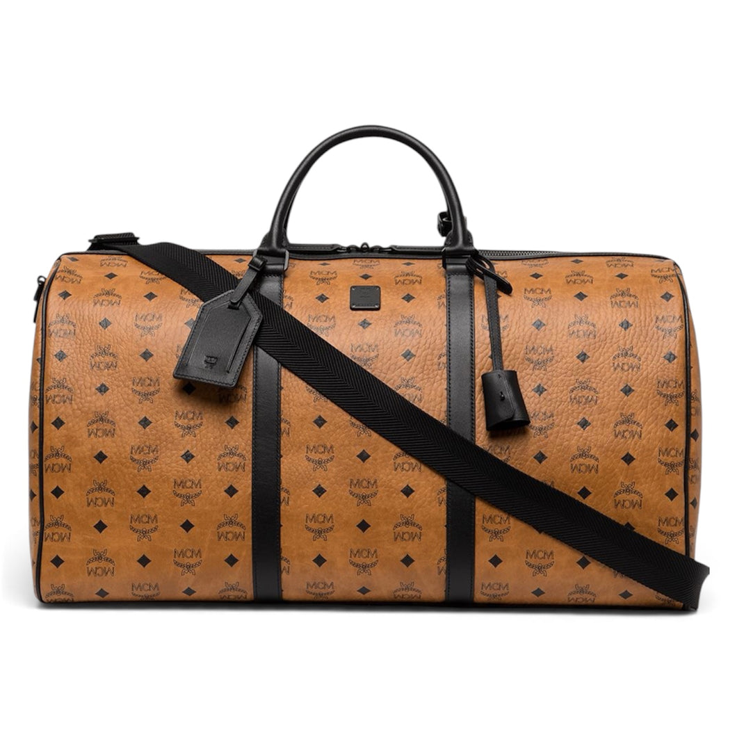 MCM Bag, Cognac & Black Leather Ottomar X-Large Weekender Bag
