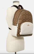 Coach Bag, Signature Canvas & White Leather Court Large Backpack
