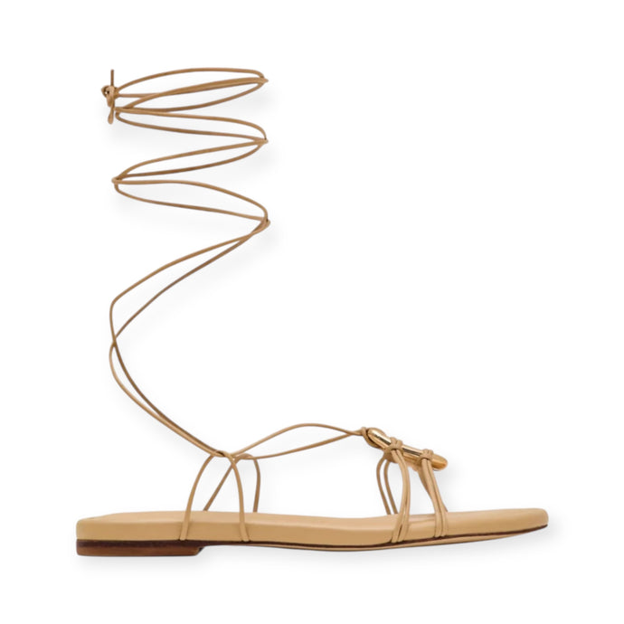 Alexis Shoes, Tan & Gold Delphine Sandals