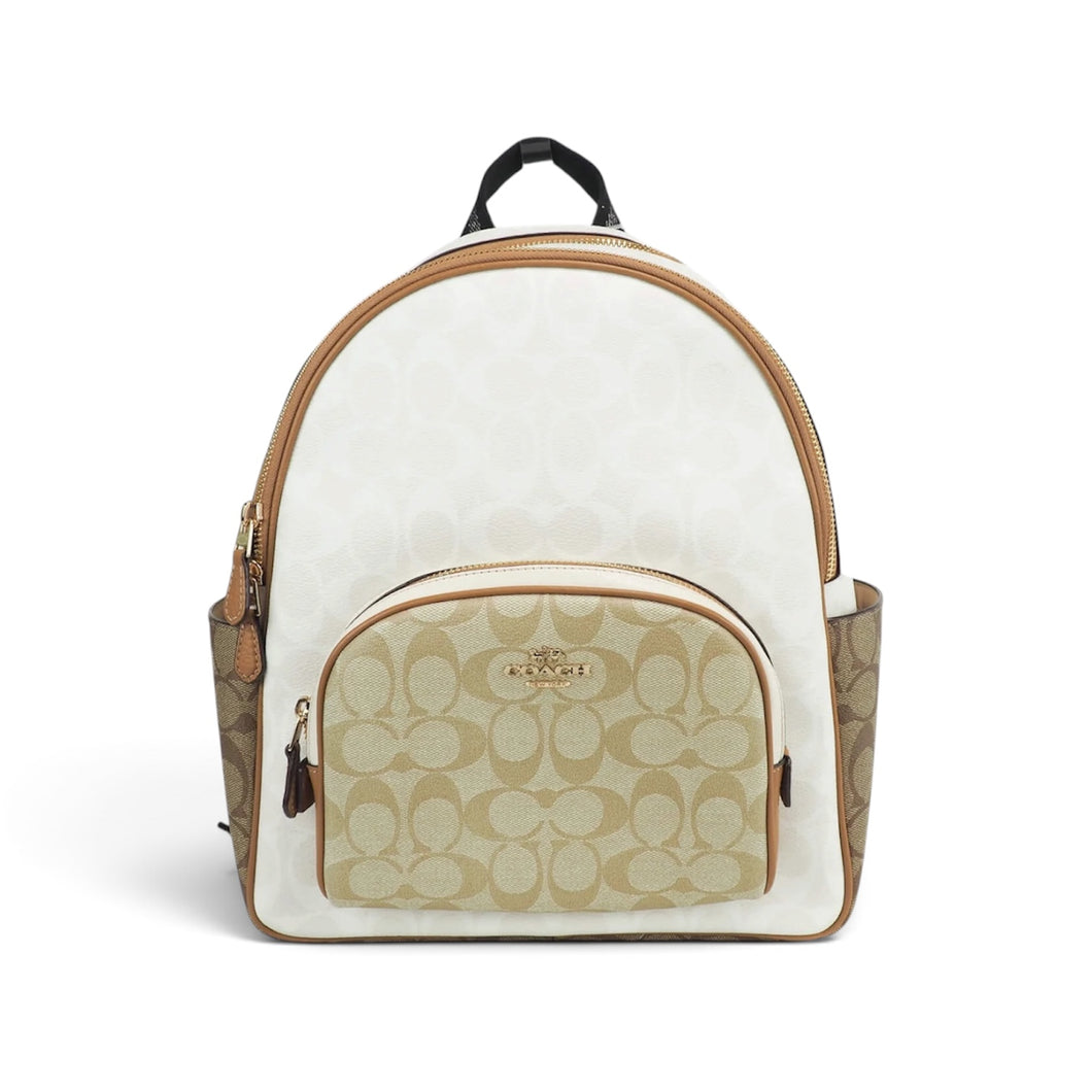 Coach Bag, Signature Canvas & Tan Leather Court Backpack