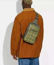 Coach Bag, Signature Leather in Lime & Olive Green Sling Bag
