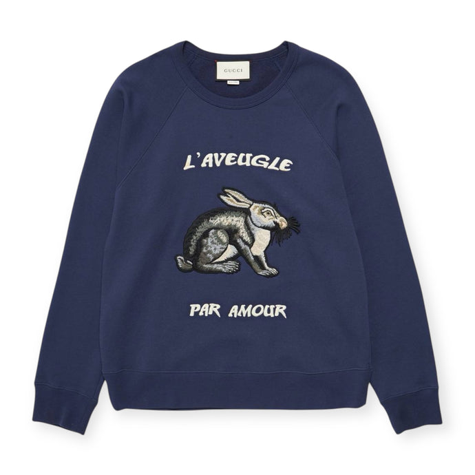 Gucci Navy Rabbit Patched Sweatshirt