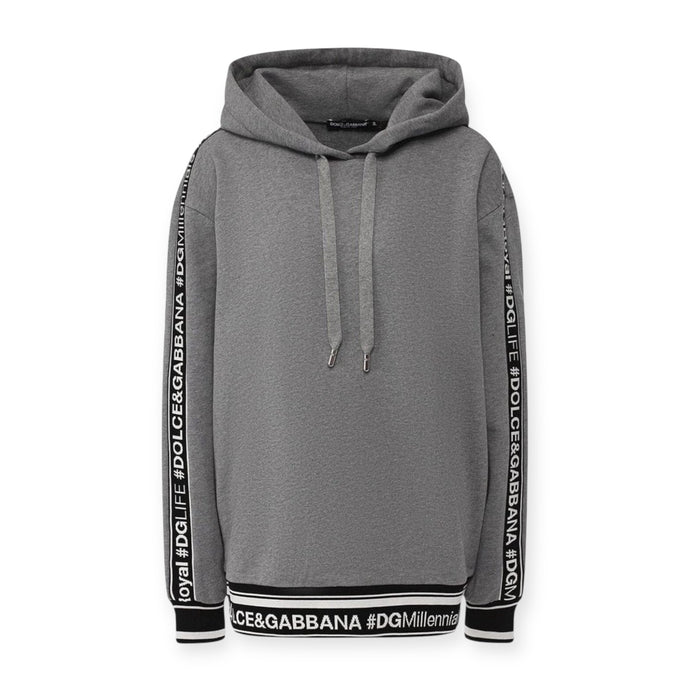 Dolce & Gabbana Grey DG Millennial Logo Hoodie Oversized Hoodie