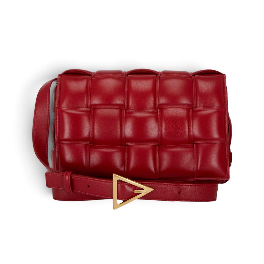 Bottega Veneta Bag, Dark Red Nappa Maxi Intreccio Padded Cassette Crossbody Bag