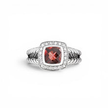 David Yurman Sterling Silver Diamond Garnet Petite Albion Ring