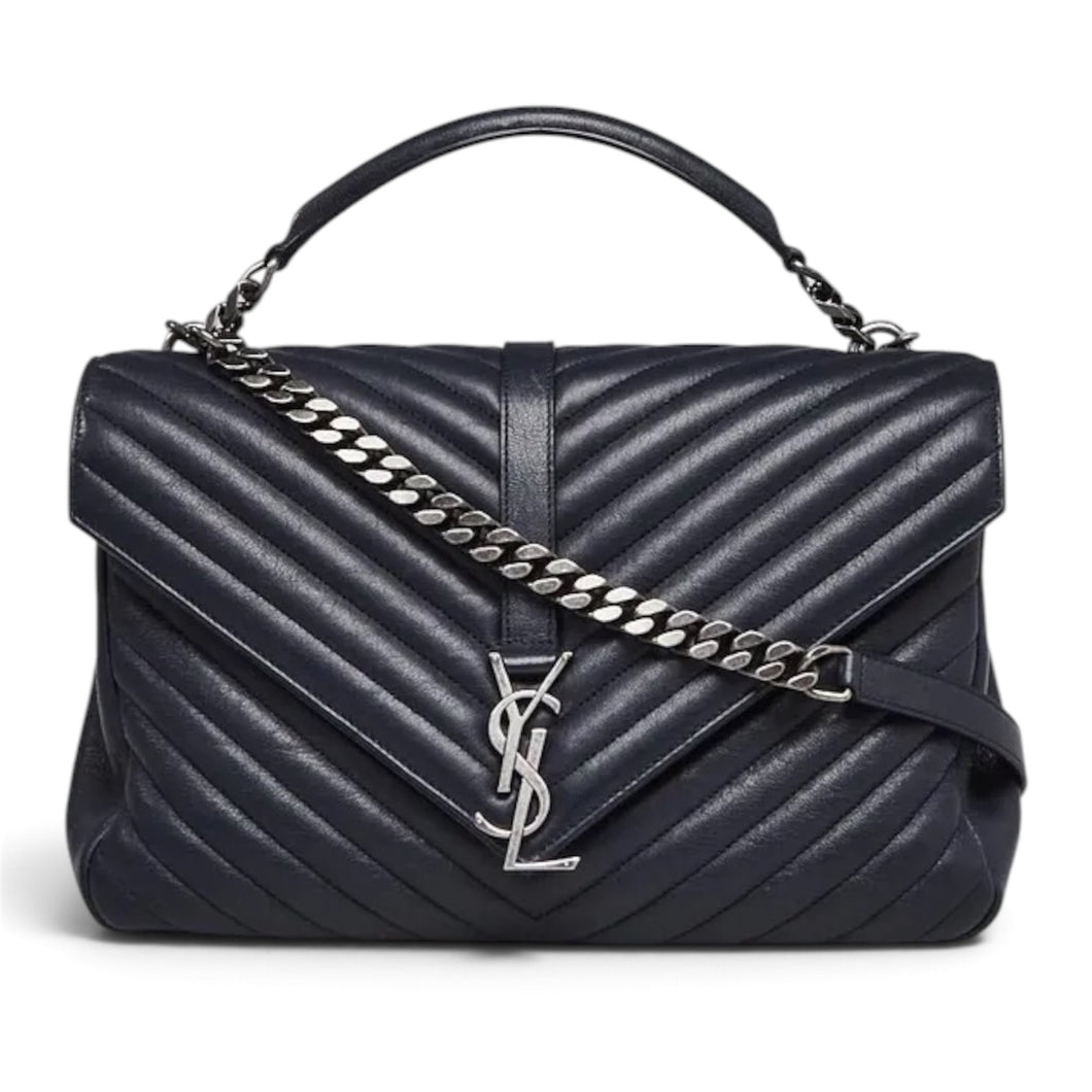 Saint Laurent Bag, Dark Navy Leather Monogram Medium College Shoulder Bag