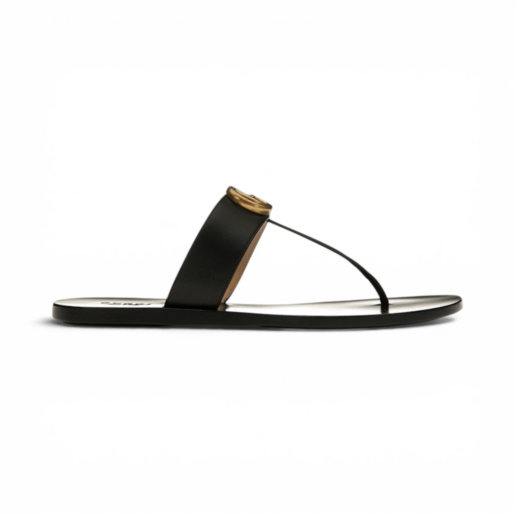 Gucci Shoes, Black Leather GG Thong Sandals (size 40.5)