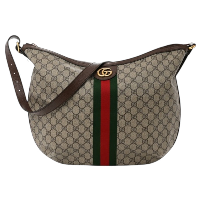 Gucci Bag, GG Supreme Monogram Web Ophidia Half Moon Hobo Crossbody