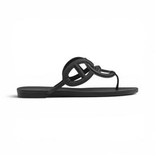 Hermès Shoes, Black Rubber Egerie Sandals (size 41)