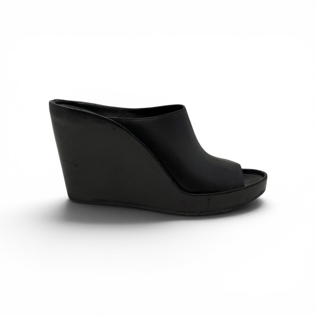 Balenciaga Shoes, Black Leather Wedge Mules (size 41.5)