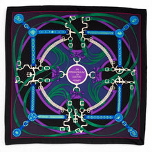 Hermes 1992 Scarf "Promenade du Matin" in Noir/Violet/Vert