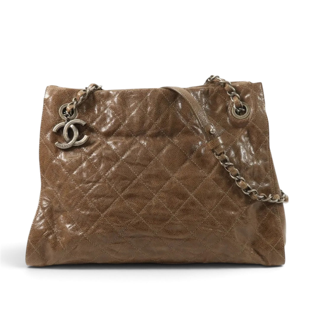 Chanel Bag, 2014 Brown Glazed Caviar CC Crave Tote